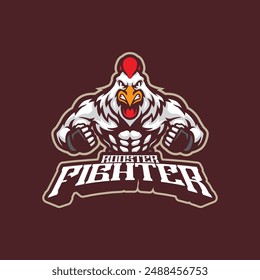 Rooster mascot logo design vector with modern illustration concept style for badge, emblem and t shirt printing. Fighter rooster illustration.