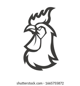 Rooster mascot logo silhouette version. Chicken in sport style, mascot logo illustration design vector