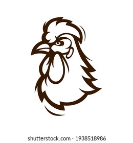 Rooster mascot logo silhouette version. Chicken logo in sport style, mascot logo illustration design vector 	