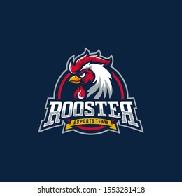 Rooster mascot sport logo design. Chicken rooster head mascot vector illustration