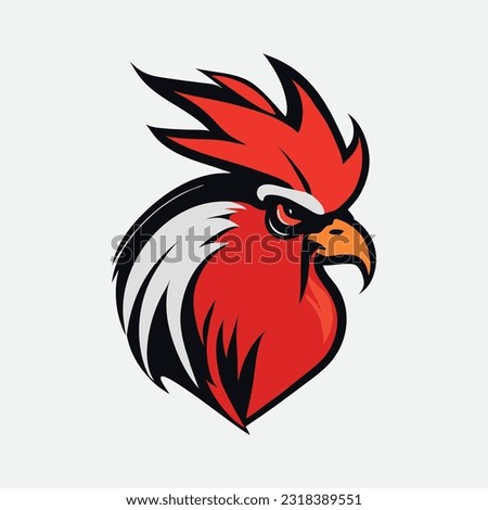 Rooster mascot sport logo design. Chicken rooster head mascot. Chicken head emblem design for eSports team. Vector illustration