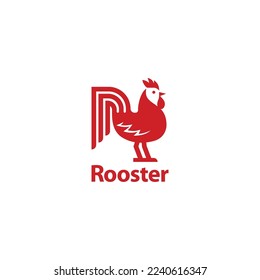 Rooster minimal flat illustration. Chicken vector logo icon sign design. Isolated object on background