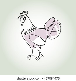 Rooster in minimal line style vector