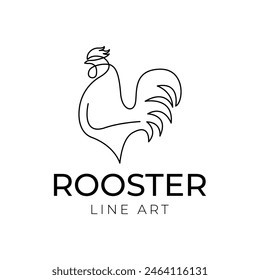 rooster monoline outline logo vector icon illustration
