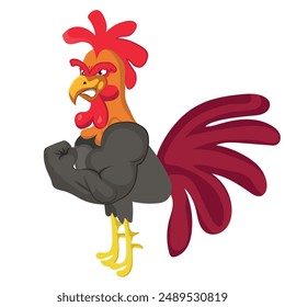 Rooster Muscle Arm Fighting Sports, vector illustration
