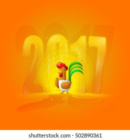 Rooster. New Year 2017. Year of the Rooster. Figures. Flat, cartoon. Vector illustration.