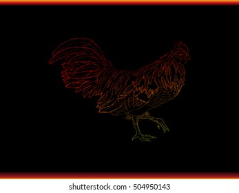rooster new year greeting card, 2017 new year symbol cock or rooster