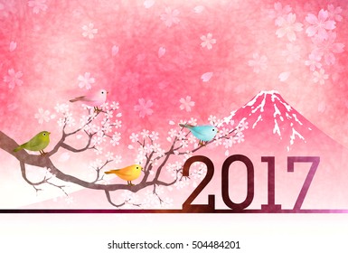 Rooster Nightingale Fuji New Year's card