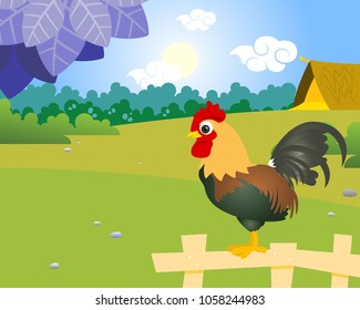 Rooster on Fence