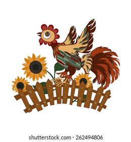rooster on the fence