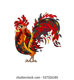 Rooster on the isolated background. The cock are symbol of the new year 2017. - Stock vector 