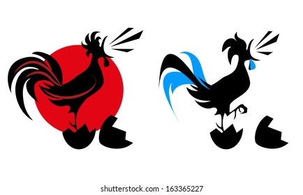 A rooster on the white background 