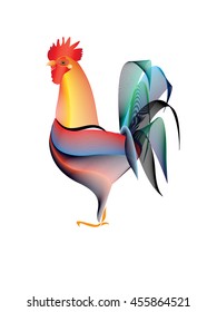 The rooster on white background