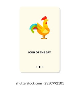Rooster on white background. Farm animals, poultry cartoon illustration. Wildlife and nature concept. Vector illustration symbol elements for web design and apps