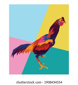 Rooster on wpap pop art style for background illustration and image