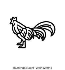 Rooster Outline Icon, Vector illustration