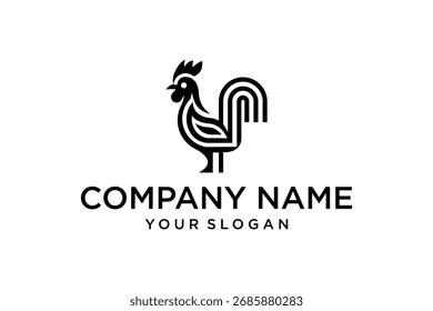 Plantilla de diseño de logotipo de contorno de gallo
