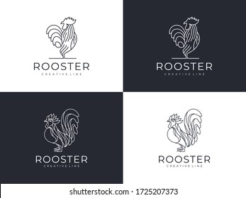 Rooster Outline logo sets amazing illustrations