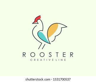 Rooster Outline modern vector logo