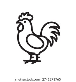 Rooster outline simple line art farm bird