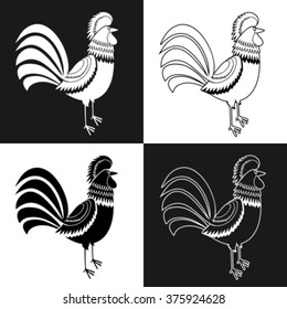 Rooster - pattern folk 