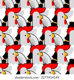 Rooster pattern seamless. farm bird background. Baby fabric texture