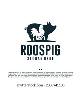 rooster and pig ,animal farm , logo design inspiration