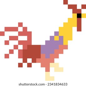 Rooster Pixel art vector image 