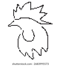 ícone de pixel do galo, 8 bits. Ilustração isolada de vetor.