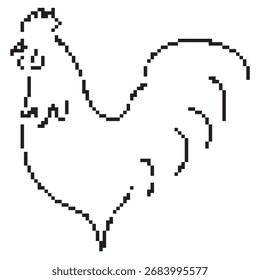 rooster pixel icon, 8-bit. Isolated vector illustration.