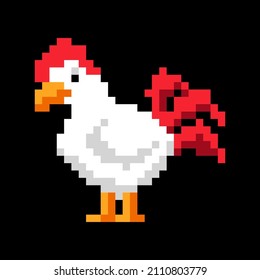 Rooster in pixel. illustration Rooster in pixel art