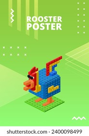 Rooster poster for print and design. Vector illustration.