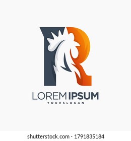 rooster r logo icon animal fauna