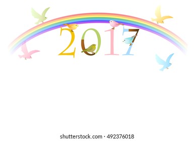 Rooster rainbow New Year's card background
