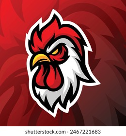 a rooster with a red background 