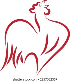 Rooster in red, rooster and chicken logo, background