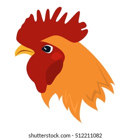 Rooster red crest drawing chicken vector. Brown leghorn rooster bird design animal. Multicolored rooster farm chinese bird. Colored rooster leghorn cockerel year beautiful decoration. Rooster crowing.