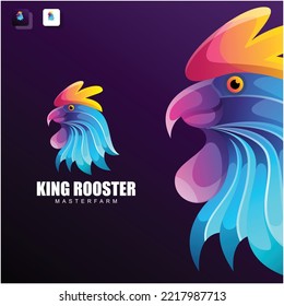 rooster robotic logo design template