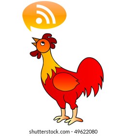 rooster with rss icon