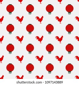 Rooster seamless pattern on a beautiful background. New 2017