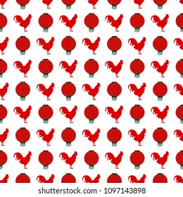 Rooster seamless pattern on a beautiful background. New 2017