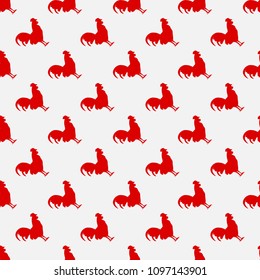 Rooster seamless pattern on a beautiful background. New 2017