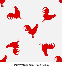 Rooster seamless pattern on a beautiful background. New 2017