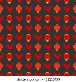 Rooster seamless pattern on a beautiful background. New 2017