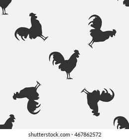 Rooster seamless pattern on a beautiful background. New 2017