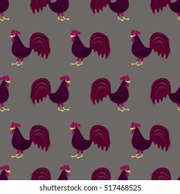 Rooster. Seamless pattern. Vector. Chinese New Year 2017 – year of Fire Rooster. Easy to edit concept for seamless pattern, eps10. Magic rooster.