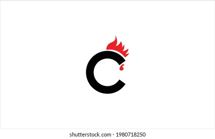 Rooster Shape Letter C typographic icon Logo design vector illustration
