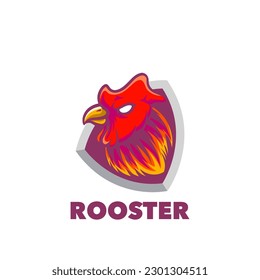 Rooster shield emblem mascot logo