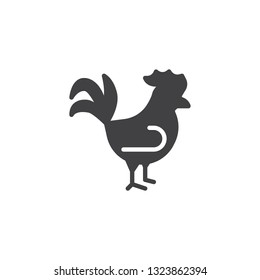 Rooster side view vector icon. filled flat sign for mobile concept and web design. Chicken bird glyph icon. Farm animals symbol, logo illustration. Pixel perfect vector graphics