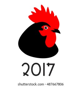 Rooster - a sign of the Chinese horoscope. Symbol  of 2017 year on the Chinese calendar. Vector simple illustration of cock head. Vector element for New Year's design.